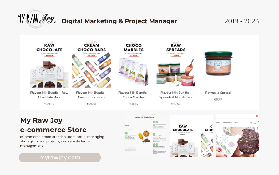 marketing and project manager at my raw joy